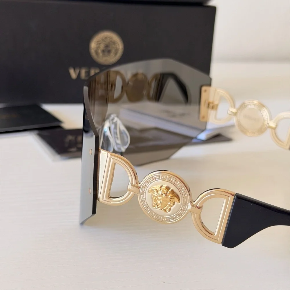 New, Versace Light Grey Mask Sunglasses VE2258 1002/6G, Authentic